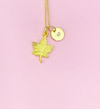 Gold Maple Leaf Charm Necklace, N5142B