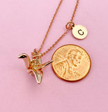 Rose Gold Paper Crane Necklace, Gold and Silver Option, N1882