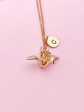 Rose Gold Paper Crane Necklace, Gold and Silver Option, N1882