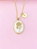 Gold Marigold Charm Necklace, October Birthday Flower Necklace, Birthday Gifts, Personalized Gifts, N4883J