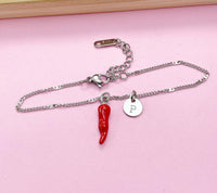 Silver Red Hot Chili Pepper Charm Bracelet, N1697S