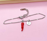 Silver Red Hot Chili Pepper Charm Bracelet, N1697S