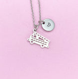 Silver Fire Truck Charm Necklace, Stainless Steel Jewelry, N4817A