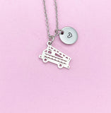 Silver Fire Truck Charm Necklace, Stainless Steel Jewelry, N4817A