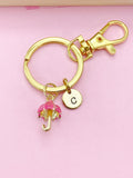 Gold Pink Umbrella Charm Keychain, N4781