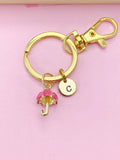 Gold Pink Umbrella Charm Keychain, N4781