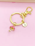 Gold Pink Umbrella Charm Keychain, N4781
