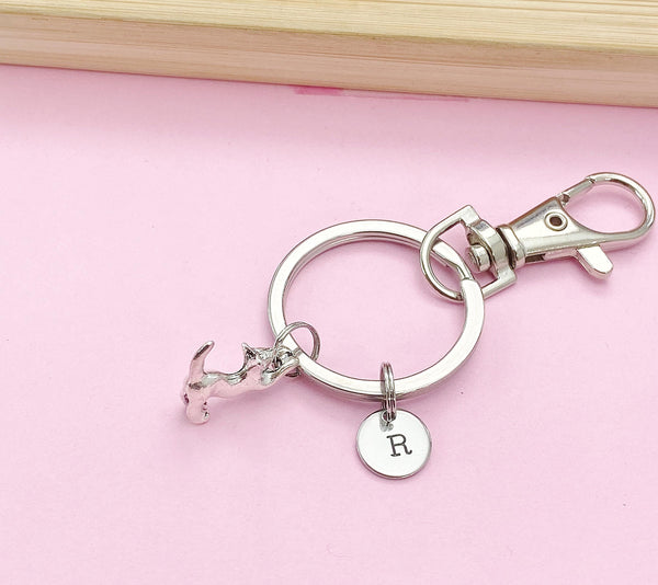 Silver Cat Charm Keychain, N5797