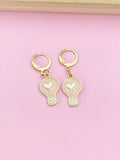 Gold Light Bulb Earrings, Lightbulb with Heart Earrings, Teacher Appreciation Gift, Gifts for Teacher, Teacher Thank You, N3239