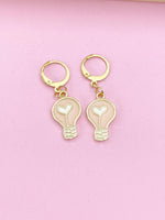 Gold Light Bulb Earrings, Lightbulb with Heart Earrings, Teacher Appreciation Gift, Gifts for Teacher, Teacher Thank You, N3239