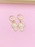 Gold Light Bulb Heart Earrings, Teacher Gift