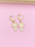 Gold Light Bulb Earrings, Lightbulb with Heart Earrings, Teacher Appreciation Gift, Gifts for Teacher, Teacher Thank You, N3239