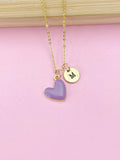 Gold Purple Heart Charm Necklace, N4314