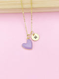 Gold Purple Heart Charm Necklace, N4314