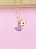 Gold Purple Heart Charm Necklace, N4314