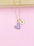 Gold Purple Heart Charm Necklace, N4314