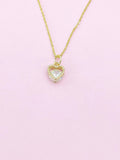 Gold Heart Charm Necklace, CZ Diamond, N2788