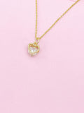 Gold Heart Charm Necklace, CZ Diamond, N2788