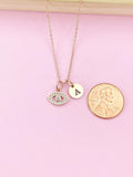 Rose Gold Evil Eye Charm Necklace, N1758A