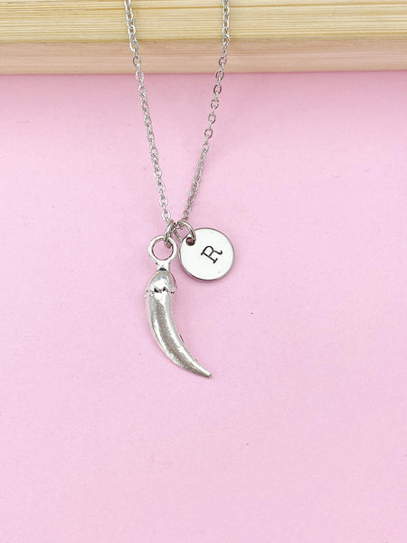 Gold Chili Charm Necklace, Hot Chili Pepper Charm, N2308A