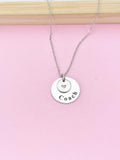 Silver Coach Charm Necklace, Hand Stamped Coach Jewelry Gift, Personalized Initial Gift, N891A