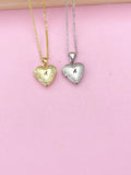 Gold or Silver TINY Heart Locket Necklace, D392AC
