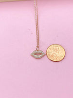 Rose Gold Lip Charm Necklace, Best Friends Gift, N1553