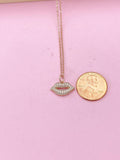 Rose Gold Lip Charm Necklace, Best Friends Gift, N1553