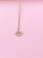 Rose Gold Lip Charm Necklace, Best Friends Gift, N1553