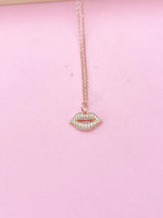 Rose Gold Lip Charm Necklace, Best Friends Gift, N1553