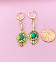 Gold Angel Feather Earrings, Angel Earrings, N585A