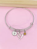 Silver Bass Clef Music Note Heart Charm Bracelet, School Band Orchestra Choir Gifts Ideas, AN1764