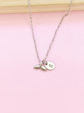 Silver Mermaid Tail Initial Necklace, Fantasy Gift