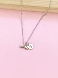 Silver Mermaid Tail Initial Necklace, Fantasy Gift