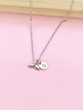 Silver Mermaid Tail Initial Necklace, Fantasy Gift