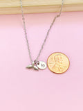 Silver Mermaid Tail Initial Necklace, Fantasy Gift