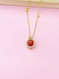 Carnelian Necklace Gemstone Jewelry, Spinner Necklace, N3794A