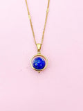 Gold Natural Lapis Lazuli Necklace, N4609K