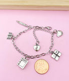 Teacher Charm Bracelet, Apple, Book, N1494