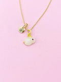 Gold Rabbit Necklace, Initial Charm, Personalized Gift, N5186