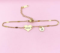 Gold Nina Heart Bracelet, Danity Nina Bracelet Jewelry Gifts, D137