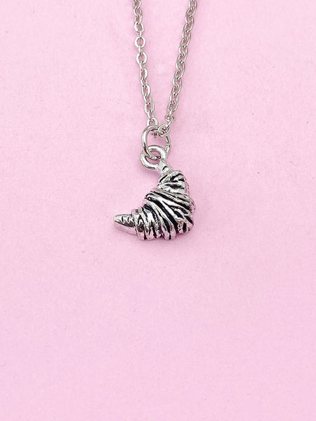 Silver Croissant Charm Necklace, N772A