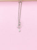 Silver Key Heart Necklace, Key Charm, Valentine Gift, N5009A