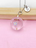 Silver Dandelion Forget Me Not Real Flower Charm Necklace, Wish Gifts, N5776