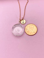 Rose Gold Dandelion Real Flower Charm Necklace, Wish Gifts, N5777