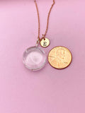 Rose Gold Dandelion Real Flower Charm Necklace, Wish Gifts, N5777