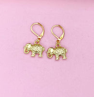 Gold Elephant Charm Earrings, N5220