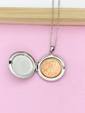 Silver Locket Pendant Necklace, Keepsake Photo Charm, Initial