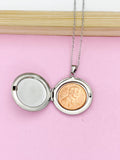 Silver Locket Pendant Necklace, Keepsake Photo Charm, Initial