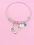 Silver Treble Clef Music Note Charm Bracelet, N2288